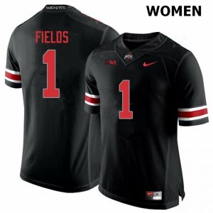 Women's Ohio State Buckeyes #1 Justin Fields Blackout Nike NCAA College Football Jersey Designated JFN1844JY